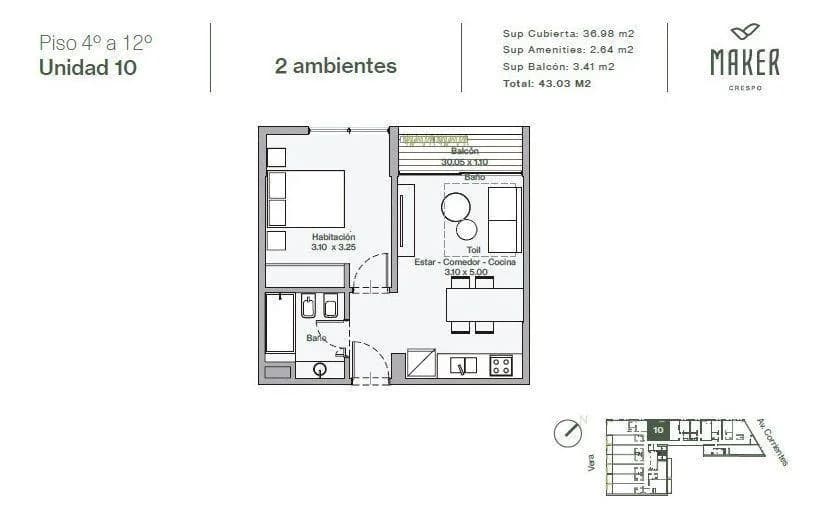 Imagen de la propiedad 2 ambientes ZP 2162221