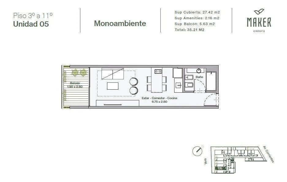 Imagen de la propiedad 1 ambientes ZP 2162220