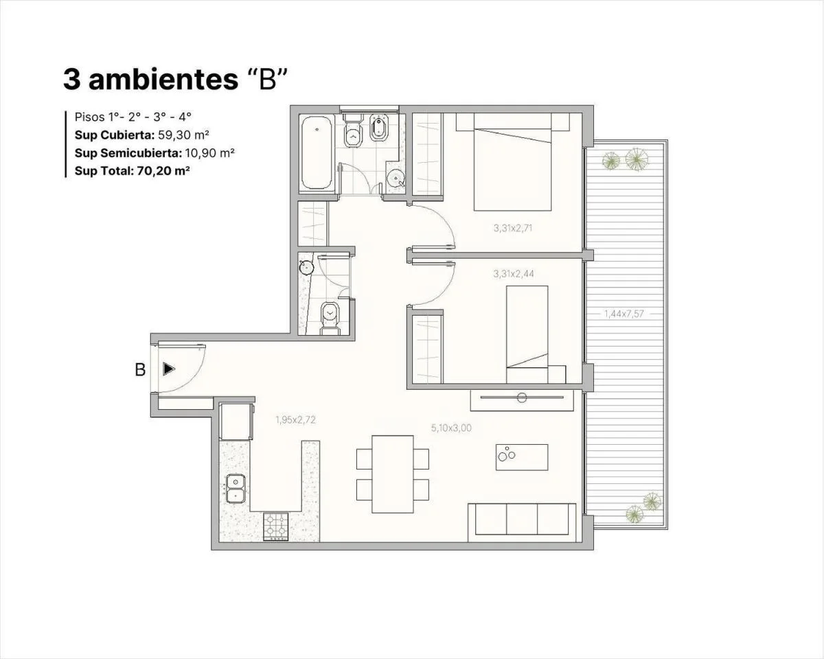 Imagen de la propiedad 3 ambientes ZP 2160619