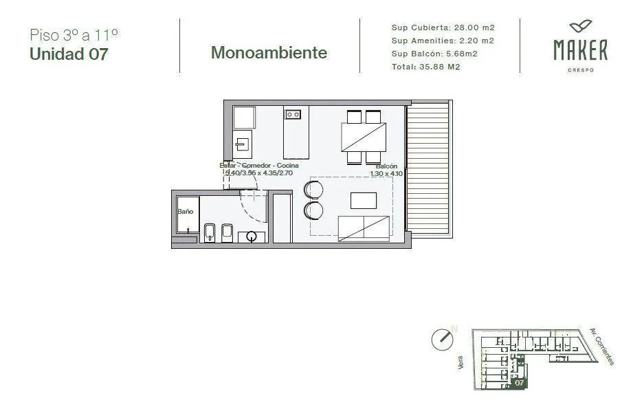 Imagen de la propiedad 1 ambientes ZP 2162225