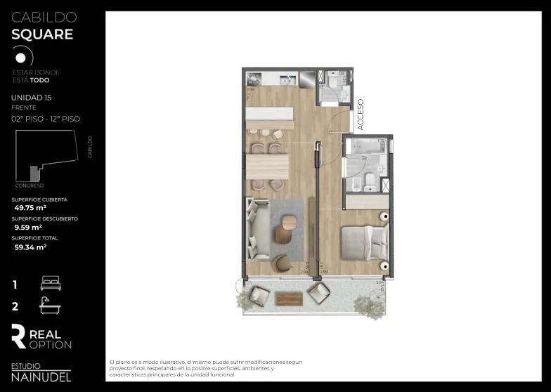 Imagen de la propiedad Cabildo Square – 2 ambientes – Ref. 2244103
