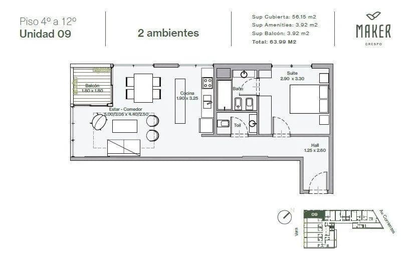 Imagen de la propiedad 2 ambientes ZP 2162227