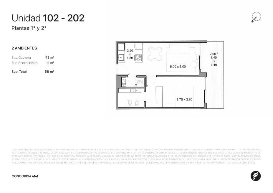 Imagen de la propiedad Concordia 4141 – 2 ambientes – Ref. 2156771