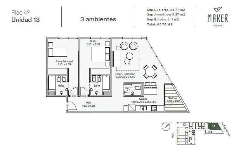Imagen de la propiedad 3 ambientes ZP 2162214