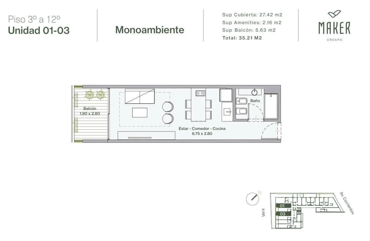 Imagen de la propiedad 1 ambientes ZP 2162231