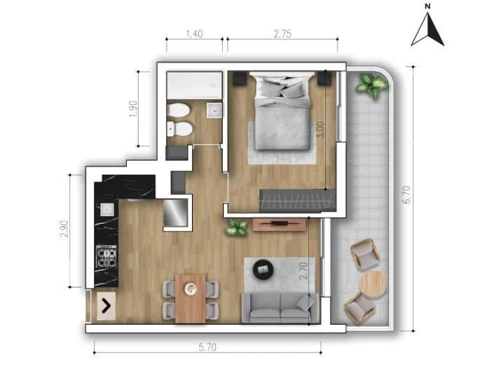 Imagen de la propiedad Corner Land VII – 2 ambientes – Ref. 2165319