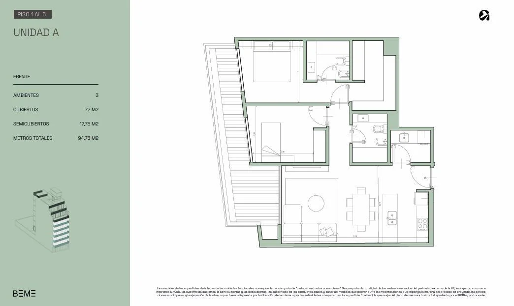 Imagen de la propiedad BEME Teodoro García – 3 ambientes – Ref. 2167432