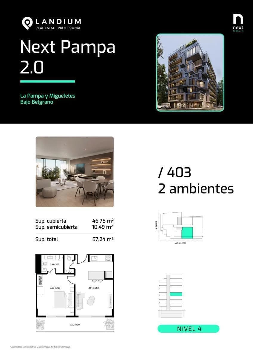 Imagen de la propiedad Next Pampa 2.0 – 2 ambientes – Ref. 2173498