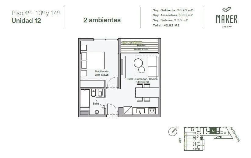 Imagen de la propiedad 2 ambientes ZP 2162218