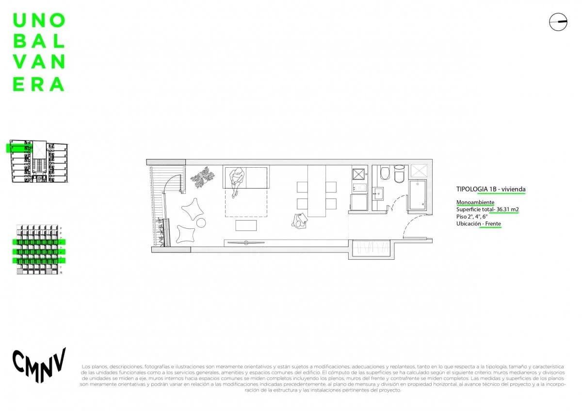 Imagen de la propiedad UNO Balvanera – 1 ambiente – Piso 4 – Ref. 2156614