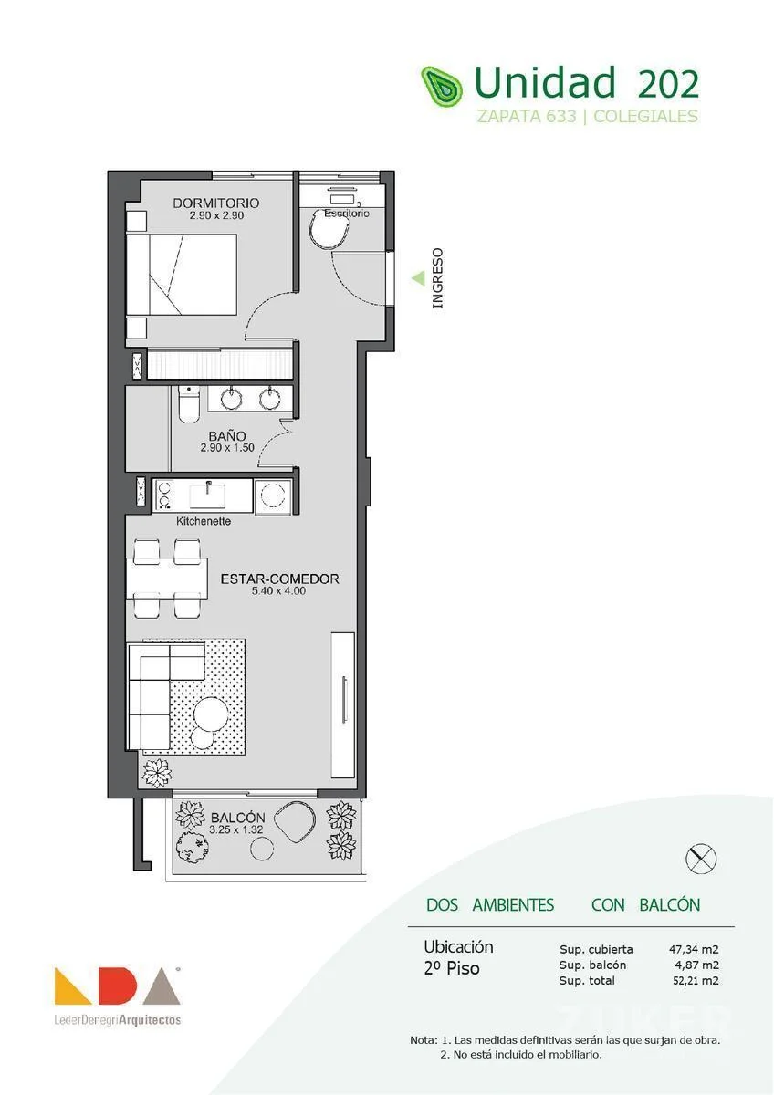 Imagen de la propiedad 2 ambientes ZP 2167765